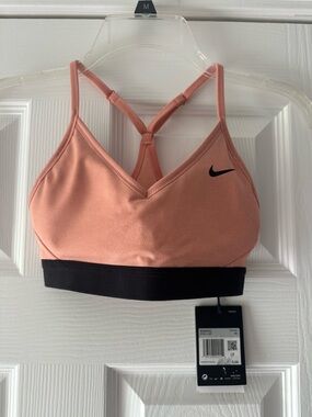 Nike Peach Pink Padded Sports Bra with Black Band